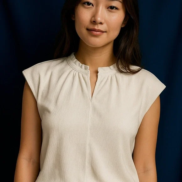 Ann Taylor Off-White Ruffle Neck Sleeveless Top - Picture 6 of 6